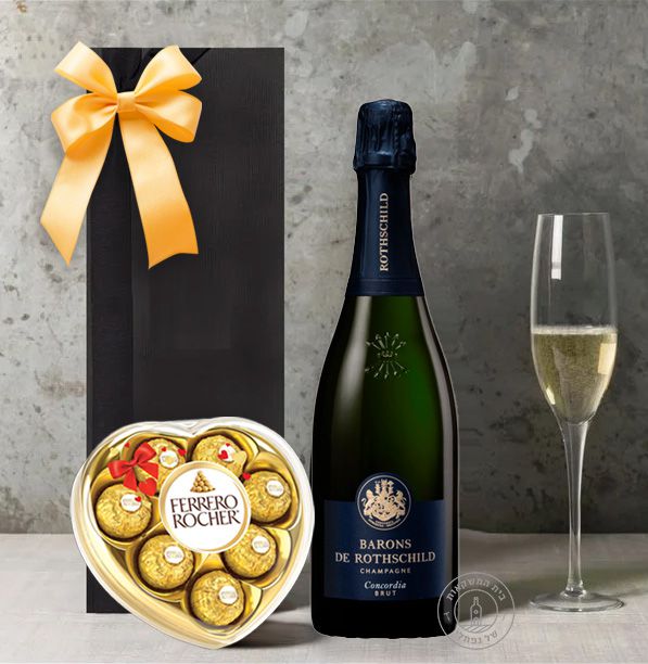חבילת שי שמפניה במארז מתנה ושוקולד מובחר Wine Gift חבילת שי שמפניה במארז מתנה ושוקולד מובחר Wine Gift